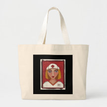 Blonde RN - folk art nurse / nursing tote bag