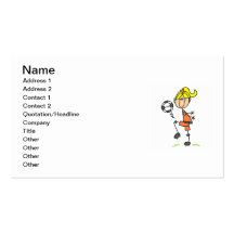 Blonde Stick Figure Soccer Player Girl Gifts Business Card Template
