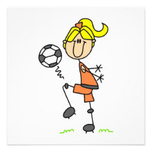 Blonde Stick Figure Soccer Player Girl Gifts Custom Invites