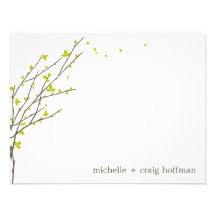 Blooming Branches Flat Thank You Card - Lime Custom Invitation