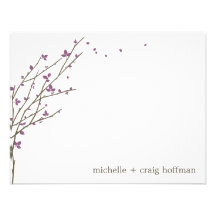 Blooming Branches Flat Thank You Card - Plum Invitation