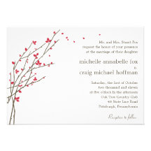 Blooming Branches Wedding Invitation - Cerise