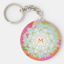 Blooming Flower Monogrammed Keychain