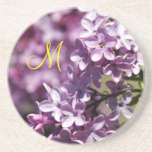 Blooming Lilacs Monogram Beverage Coasters