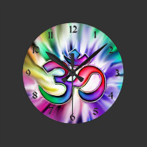 Blooming Rainbow Lotus OM wall clocks