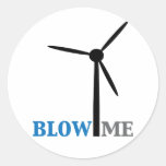 blow me wind turbine round stickers