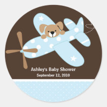 Blue Aeroplane Baby Shower Sticker