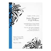 Blue and Black Flourish Wedding Invitations