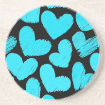 Blue and black hearts coaster