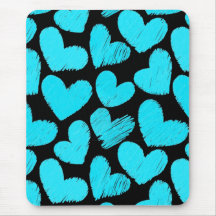 Blue and black hearts mousepad