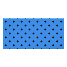 Blue and Black Polka Dot Pattern. Photo Greeting Card