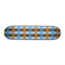Blue and Brown Argyle Plaid Skate Boards