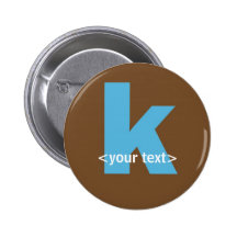 Blue and Brown Monogram - Letter K Button