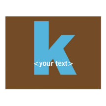Blue and Brown Monogram - Letter K Post Cards