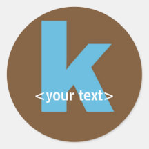 Blue and Brown Monogram - Letter K Round Sticker