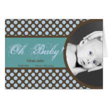 Blue and Brown Polka dot baby boy Thank you card