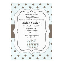 Blue and Brown polka dotted invite