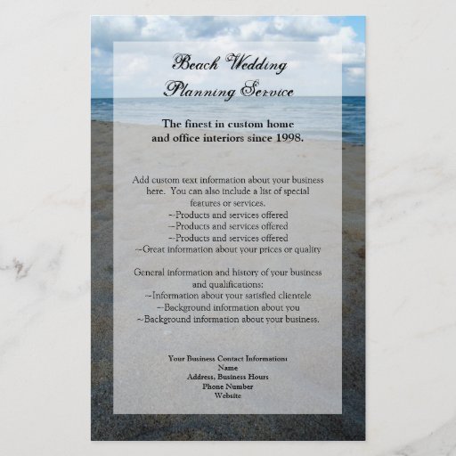 Blue and Brown Sands ~ Beach Wedding Personalised Flyer