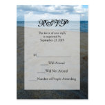 Blue and Brown Sands ~ Beach Wedding RSVP Reply Post Card