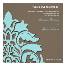 Blue and Brown -save the date cards Custom Invitations