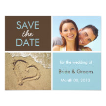 Blue and Brown Save the Date photo cards Personalised Invite