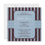 Blue and Brown Stripe Baby Shower Invitation invitations
