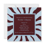 Blue and Brown Zebra Baby Shower Invitation invitations