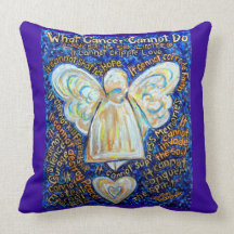 Blue and Gold Cancer Angel Decorative Throw Pillow