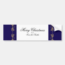Blue and Gold Floral Scroll Bumper Sticker