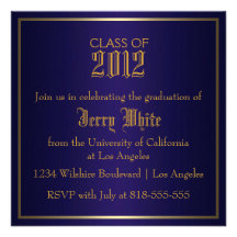 Blue and Gold Graduation Personalized Invites