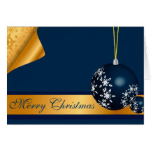 Blue and Golden Merry Christmas Card