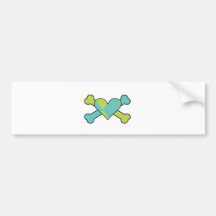blue and green argyle heart coloured crossbones de bumper stickers