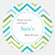 Blue and Green Chevron Favour Sticker