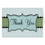 Blue and Green Flowered Thank You Notes Greeting Cards
