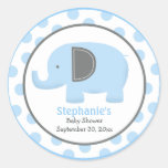 Blue and Grey Mod Elephant Round Sticker