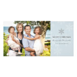 Blue and Grey Snowflake Holiday Card Personalized Photo Card