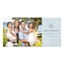 Blue and Grey Snowflake Holiday Card Personalized Photo Card