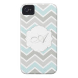 Blue and Grey Zigzag Chevron Monogram iPhone 4 Case-Mate Cases
