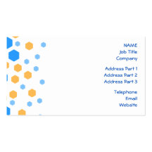 Blue and Orange Hexagons. Business Card Template