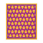 Blue and Orange Owl Pattern Gallery Wrapped Canvas