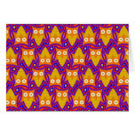 Blue and Orange Owl Pattern Greeting Card