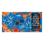 Blue and Orange Skulls Photo Card Template