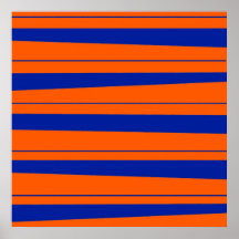Blue and Orange Stripes Bold Gators Pattern Poster