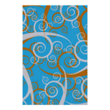 Blue And Orange Swirls Custom Stationery