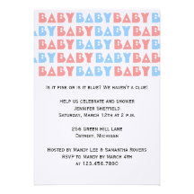 Blue and Pink Baby Shower Personalised Announcement