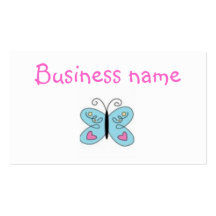 Blue and pink butterfly business card