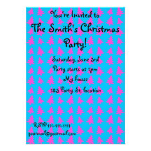 Blue and pink christmas tree pattern personalized announcements