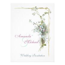 Blue and pink forget me nots invitation