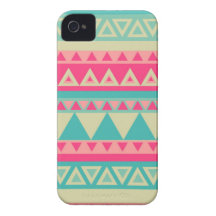 Blue and Pink Tribal Print iPhone 4 Case-Mate Cases