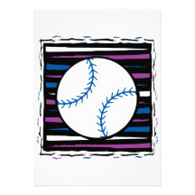 blue and purple baseball design custom invitation